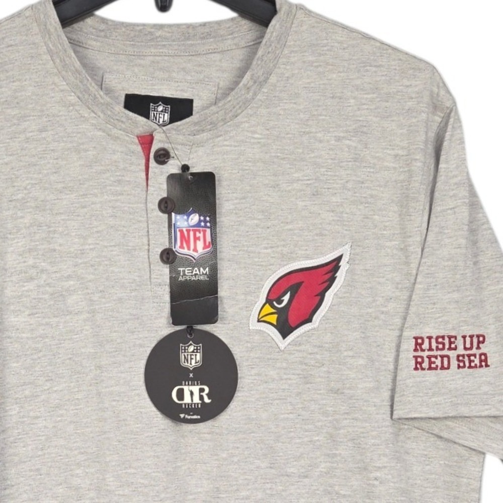 Arizona Cardinals Darius Rucker NFL Shirt Mens Medium Gray Henley Fanatics‎ NWT